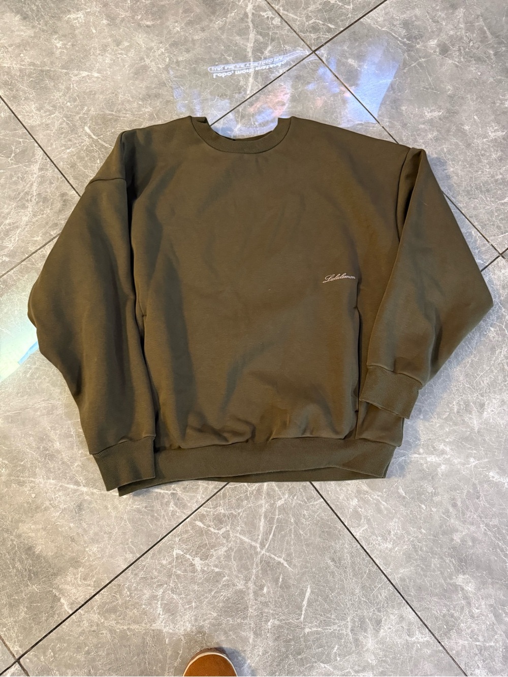 lululemon 
Men's Olive Green Crewneck Sweater -